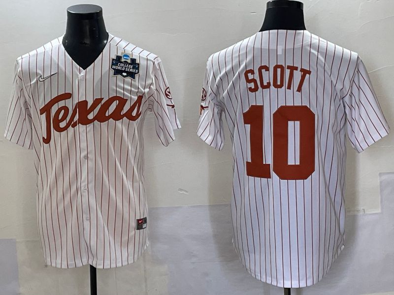 Men Texas Longhorns #10 Scott White stripe Nike joint Name NCAA 2025 Jersey style 17->ncaa teams->NCAA Jersey